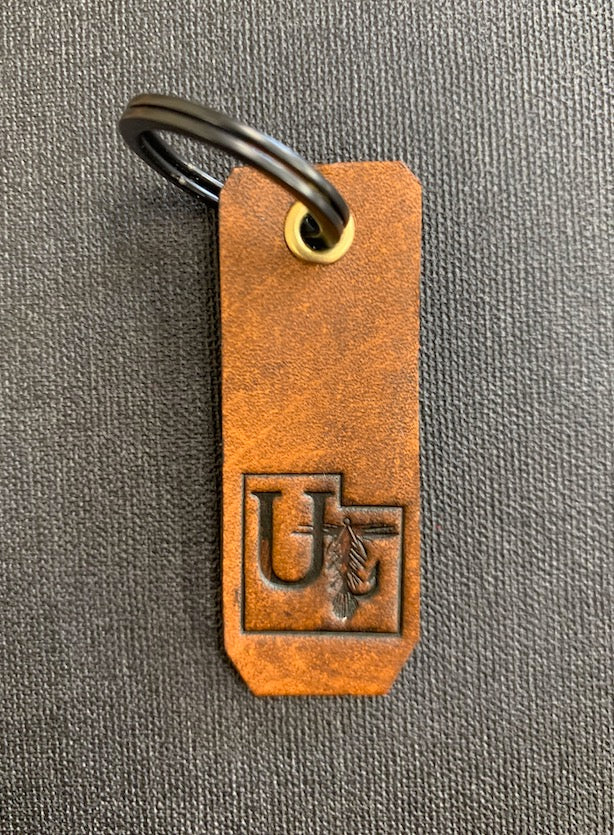FLY FISH UT Leather Keychain